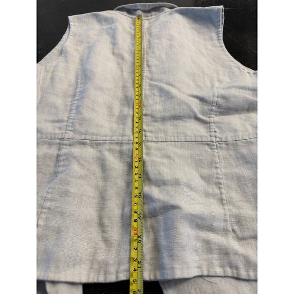 J.Jill 100% Linen flax colored double breasted vest with pockets! M petite - Picture 7 of 7